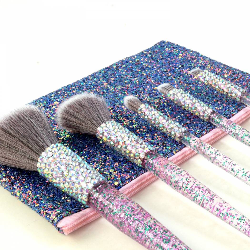 Facelandy Makeup Brushes Crystal Handle Set Kabuki Powder Foundation Brush Concealer Eye Shadow Eyeliner Eyebrow Brush